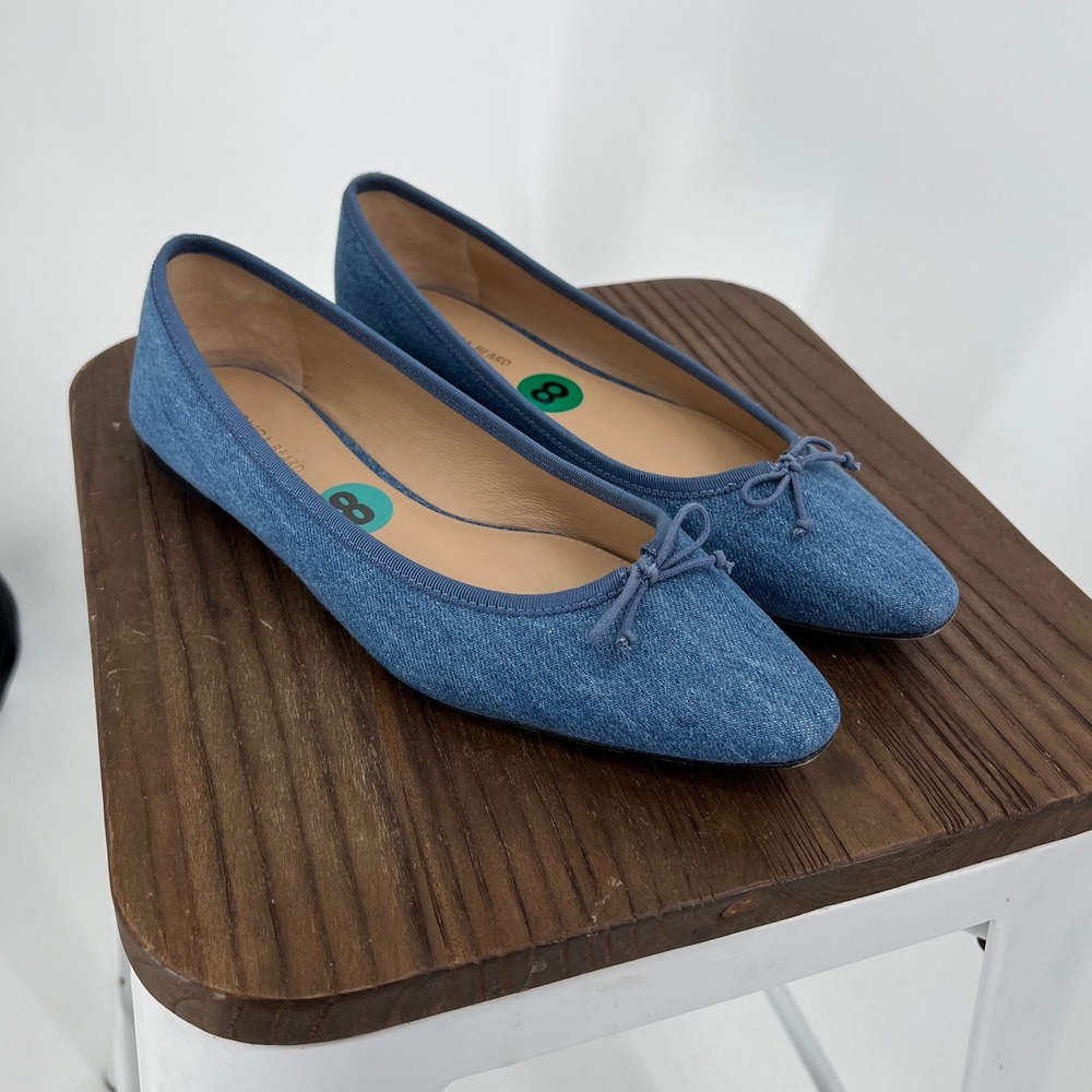 Veronica Beard Denim Blue Pointed Toe Ballet Flats